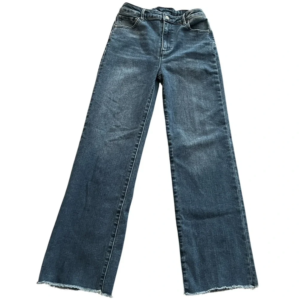 Tractr Juniors Denim Jeans Size 16‎ Girls Straight Adjustable Frayed Hem Zipper